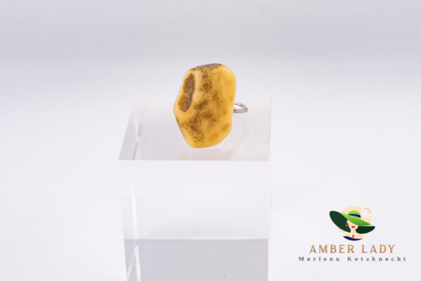 Amber ring sterling silver with adjustable band.