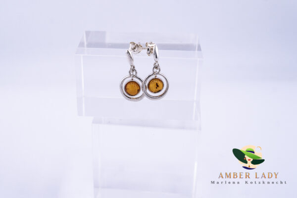 Baltic amber earrings in sterling solver.