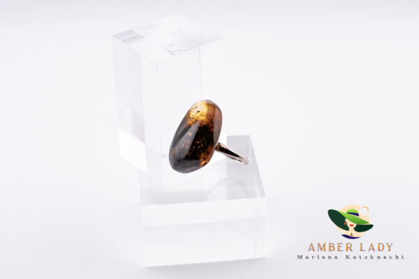 Baltic amber ring sterling silver with adjustable band.