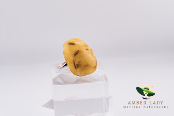 Baltic Amber ring sterling silver with adjustable band.