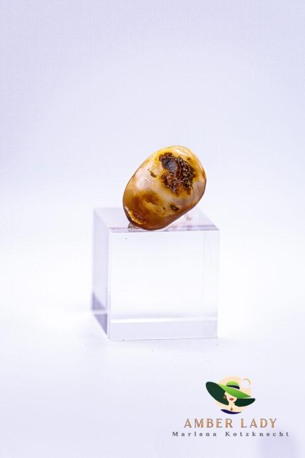 Natural baltic amber ring ,length of amber 4 cm.
