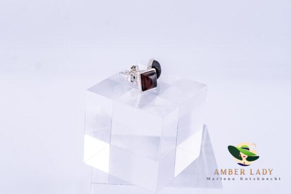 Cherry amber earrings in sterling silver.