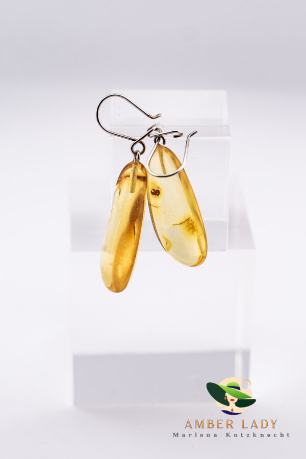 Earrings with citrus amber,total length 5 cm.
