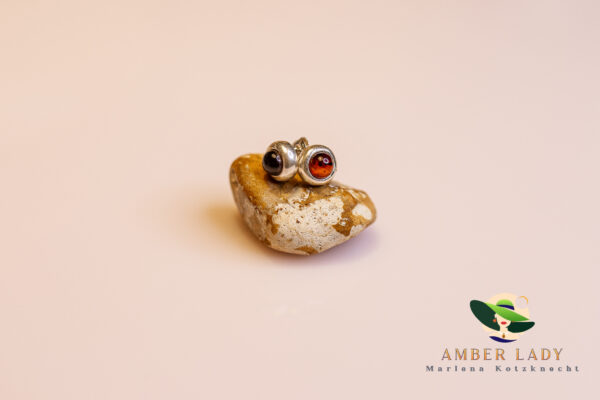 Cherry baltic amber earrings in sterling silver.